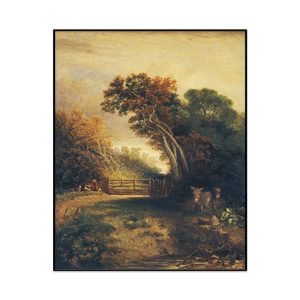 Attributed To Joseph Paul Landscape With Picnickers And Donkeys By A Gate Portrait Set1 Cover0