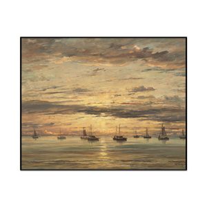 Hendrik Willem Mesdag Sunset At Scheveningen A Fleet Of Fishing Vessels At Anchor Landscape Set1 Cover0