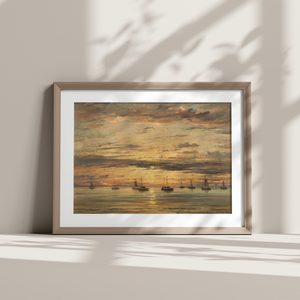 Hendrik Willem Mesdag Sunset At Scheveningen A Fleet Of Fishing Vessels At Anchor Landscape Set1 Minimal1